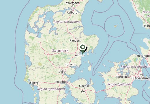 Kort der viser Løgten nord for Aarhus i Danmark